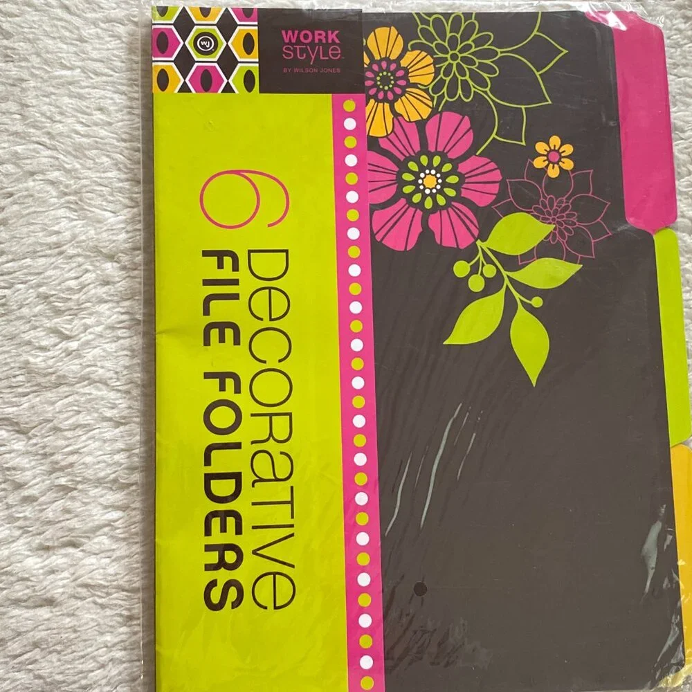 Wilson Jones WorkStyle Decorative File Folders – Floral Y2K Design – Pack of 6